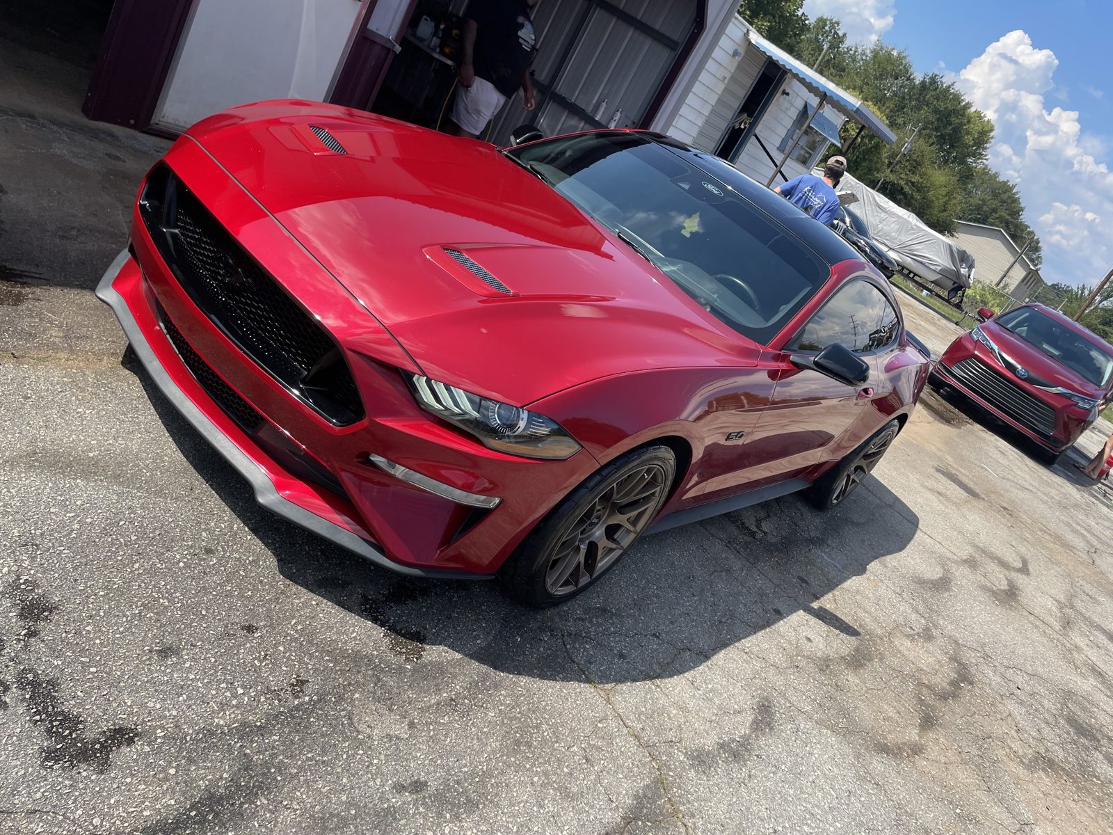 Close-up of glossy paint after a BLVD Detailing finish